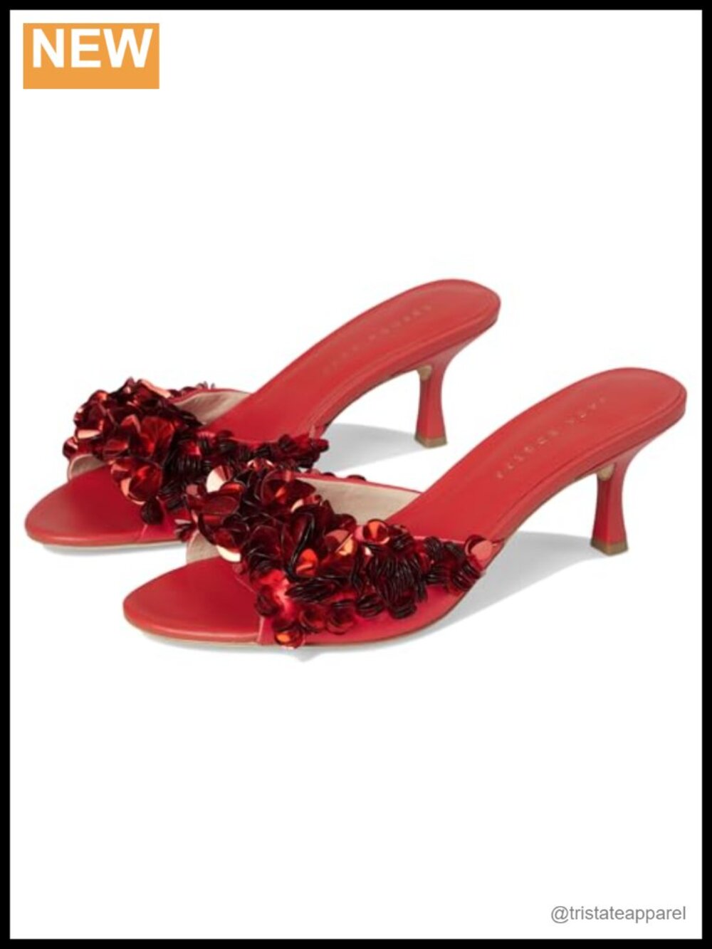 Kitten Heel Sequin Slide Sandals Slip On Heeled Sandals